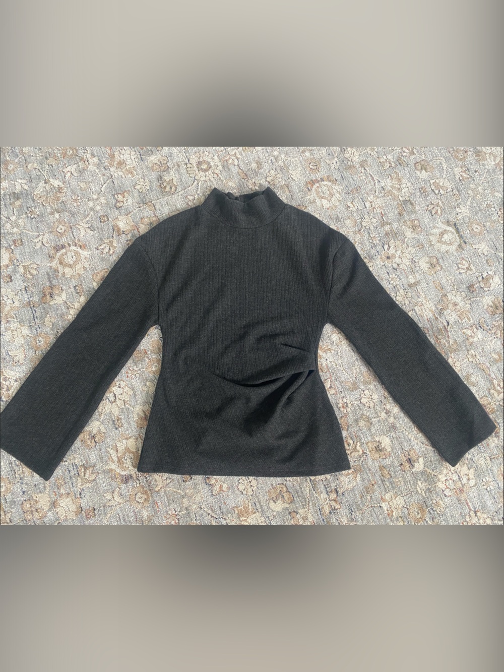 NWT Women’s Charcoal Gray Ribbed Mock Neck Sweater Sz S